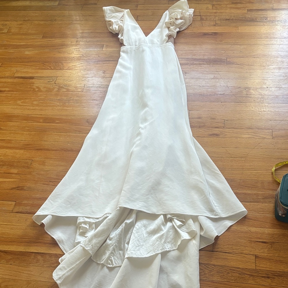 Alexandra Grecco Silk Lucy Ruffle Deep V Wedding Dress